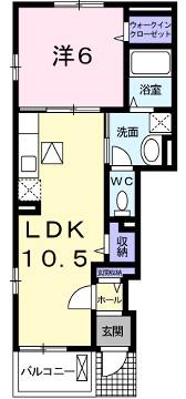 ヴィオラK・III(1LDK/1階)の間取り写真