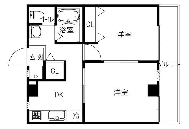 ノースヴィレッジII(2DK/6階)の間取り写真