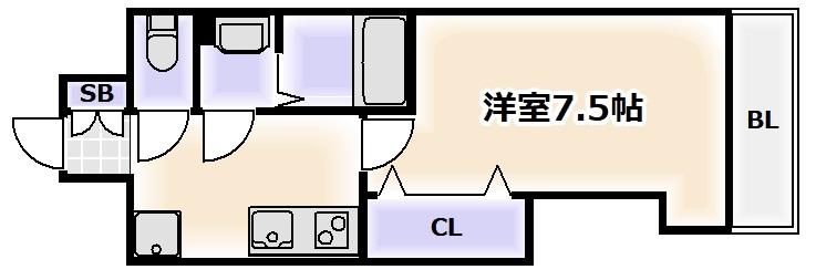 LUXE我孫子(1K/13階)の間取り写真