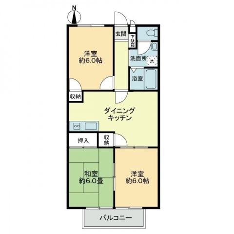 フォブール上里(3DK/1階)の間取り写真