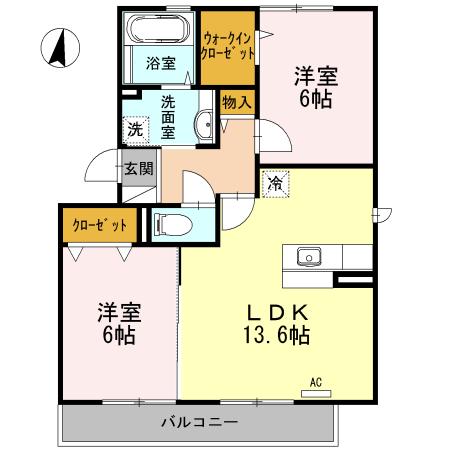 ポポラリタ24(2LDK/3階)の間取り写真