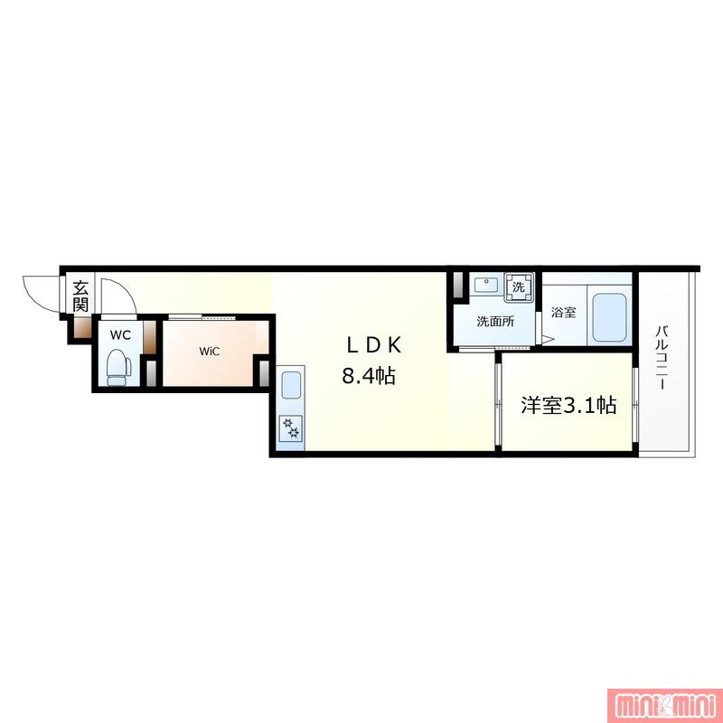 S-MOVE大阪鶴見(1DK/2階)の間取り写真