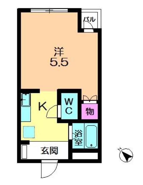 ルミエール1号館(1K/1階)の間取り写真