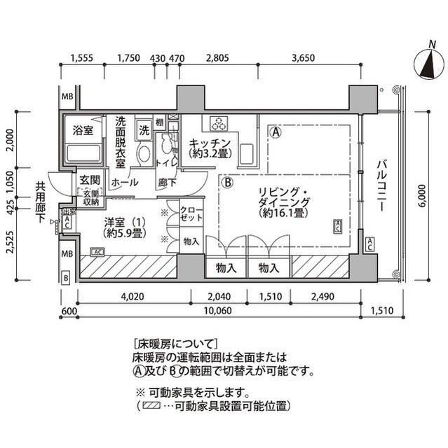 東雲キャナルコートCODAN18号棟(1LDK/3階)の間取り写真