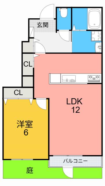 MICHELLE(1LDK/1階)の間取り写真
