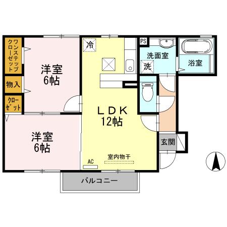 カーサ・デ・ソル(2LDK/1階)の間取り写真