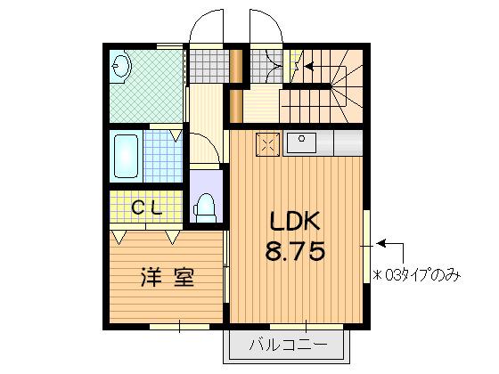 ベルチェリーI(1LDK/1階)の間取り写真
