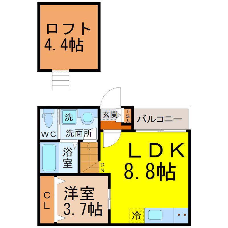 SUCRE FER(1LDK/2階)の間取り写真