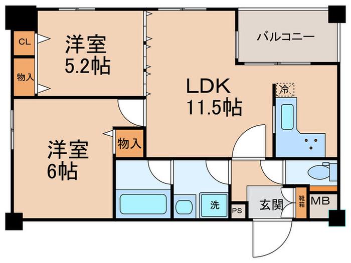 デリード御池(2LDK/3階)の間取り写真
