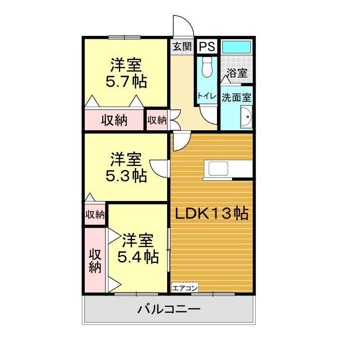 ウェルス小野田(3LDK/2階)の間取り写真