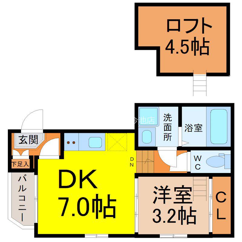 セリシール(1DK/2階)の間取り写真