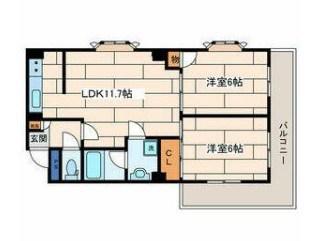 パールハイツ2(2LDK/2階)の間取り写真