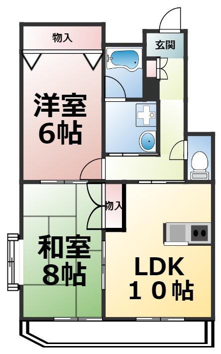 パラッツオヨシダ(2LDK/7階)の間取り写真