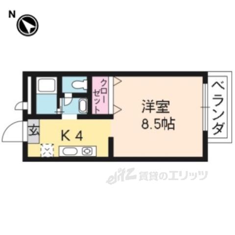サンビレッジ大北山A棟(ワンルーム/1階)の間取り写真