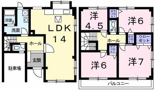 エナール桃山(4LDK/1階)の間取り写真