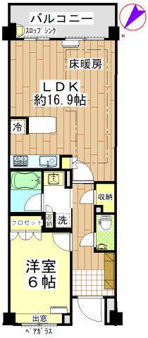 ザ・レジデンス稲毛台コアコート(1LDK/4階)の間取り写真