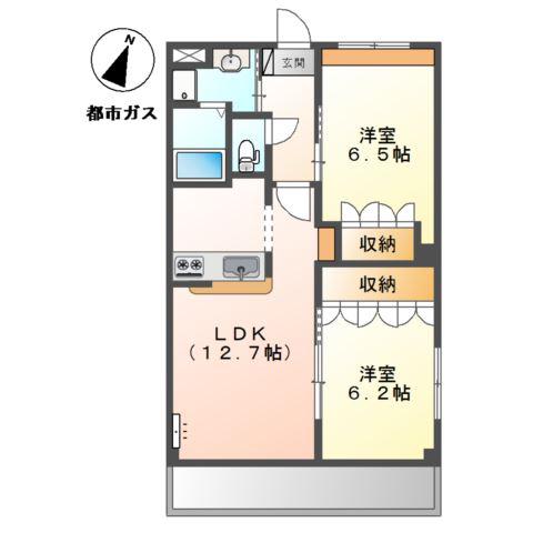 エスポア森本III(2LDK/2階)の間取り写真