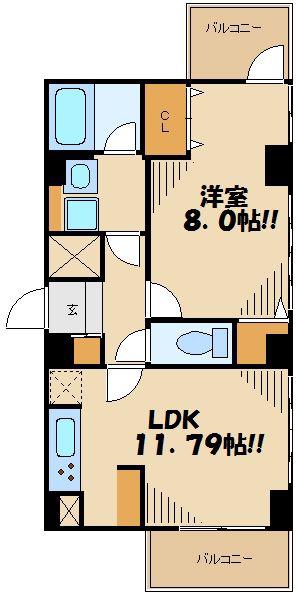 COLORS GARDEN(1LDK/2階)の間取り写真
