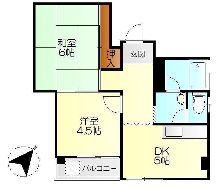 藤原本通ビル(2DK/4階)の間取り写真