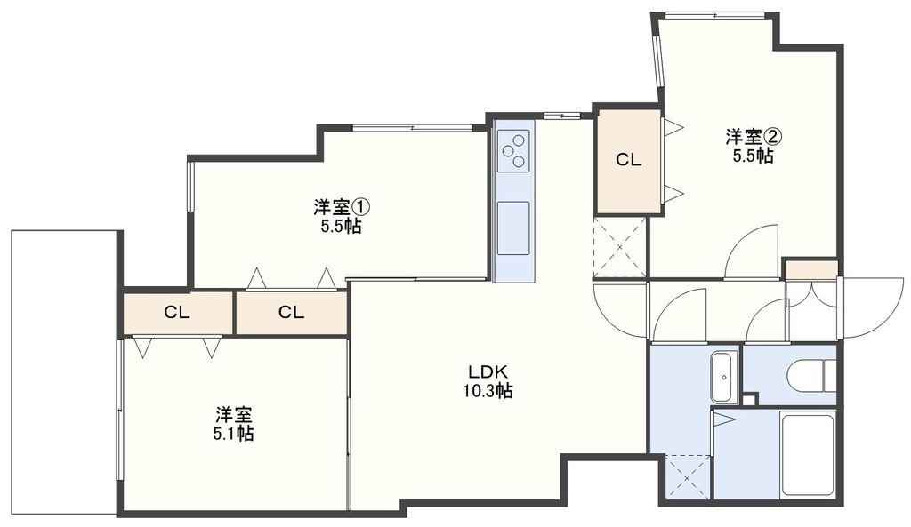 FORBIS目覚町(3LDK/5階)の間取り写真