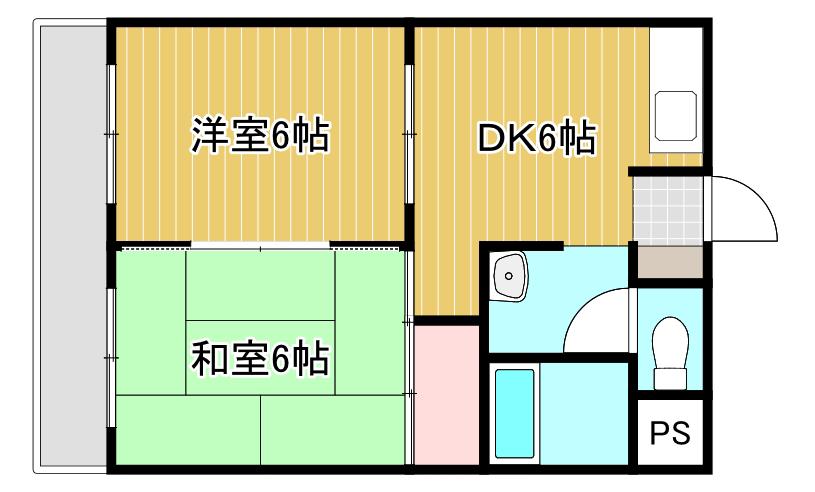 ロイヤルマンション鹿子木(2DK/2階)の間取り写真