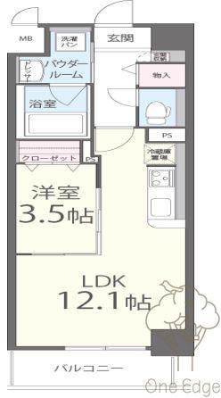 ハーツ天満橋(1LDK/6階)の間取り写真