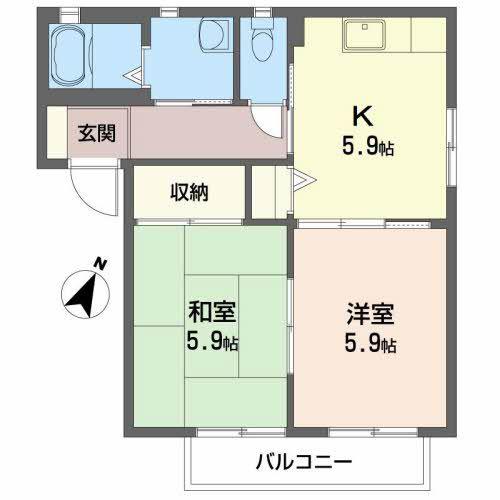 メゾンジュン B(2K/2階)の間取り写真