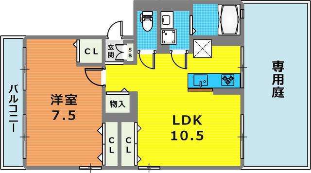 NO.3山麓荘(1LDK/1階)の間取り写真