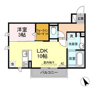 GRACE(1LDK/2階)の間取り写真
