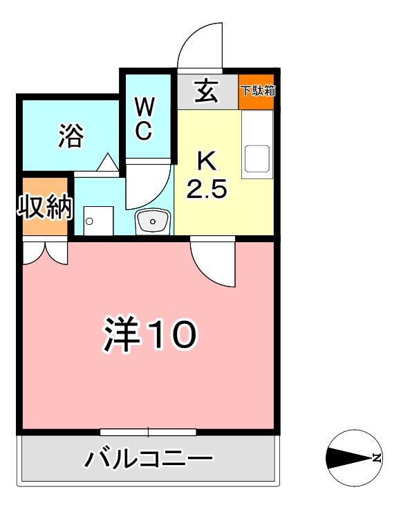 ブールブランシュC棟(1K/2階)の間取り写真