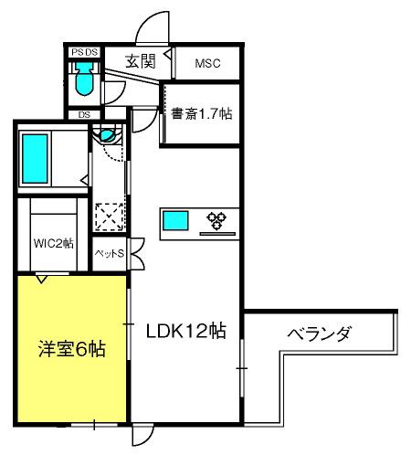 オーベルウエスト(1SLDK/3階)の間取り写真