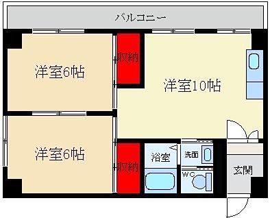 ハイクレスト光善寺(2LDK/1階)の間取り写真