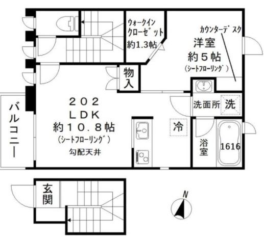 レグルス小手指(1LDK/2階)の間取り写真