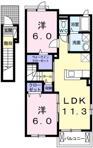 シャルム(2LDK/2階)の間取り写真