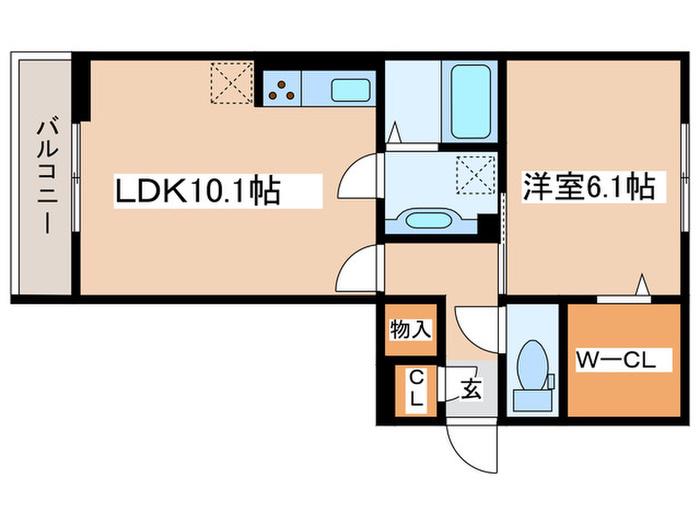 LUMIERE(1LDK/2階)の間取り写真