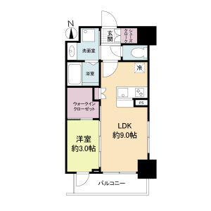 セレニテ谷町四丁目アリエ(1LDK/4階)の間取り写真