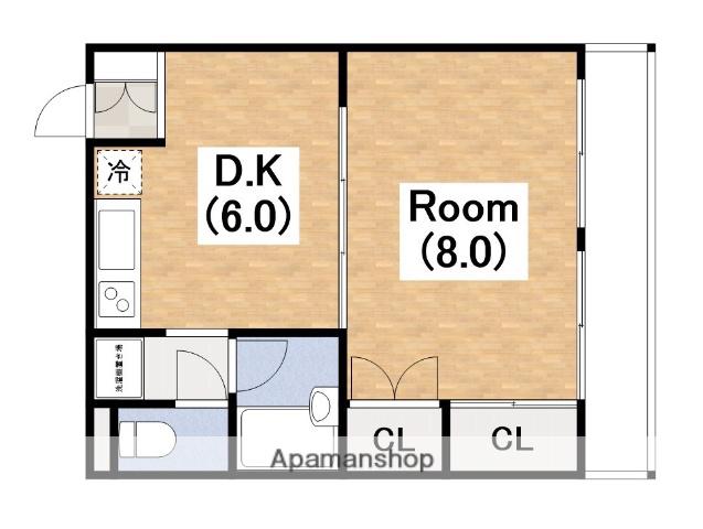 メゾンドソンジュ(1DK/4階)の間取り写真