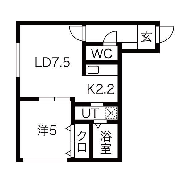 クラリス豊平II(1LDK/2階)の間取り写真