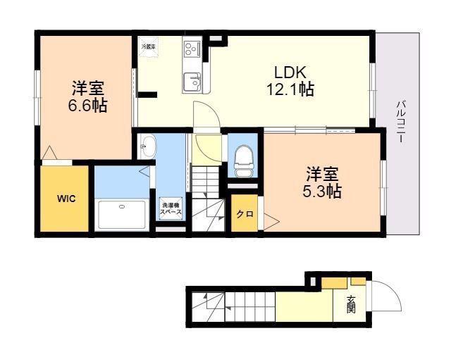 ヴィオラ Ⅰ(2LDK/2階)の間取り写真