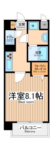 レフレール(1K/5階)の間取り写真