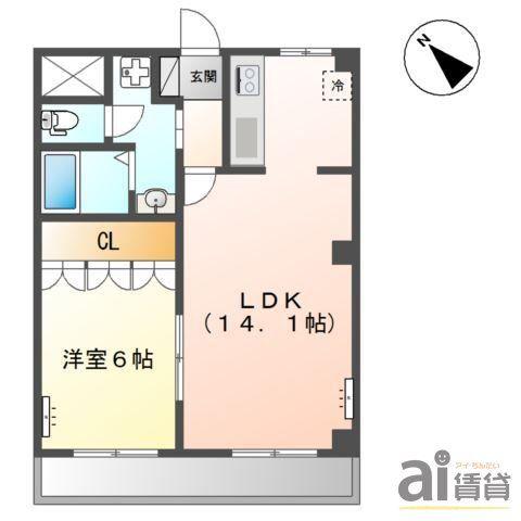ノーザンライツII(1LDK/2階)の間取り写真