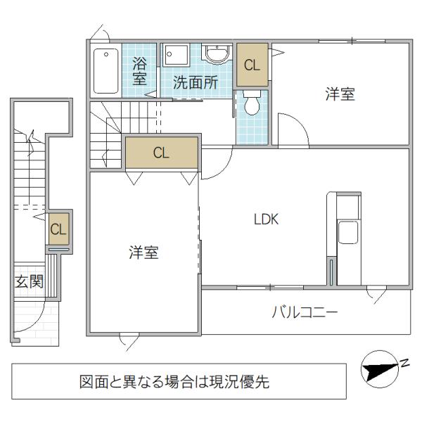 フラン グラース(2LDK/2階)の間取り写真