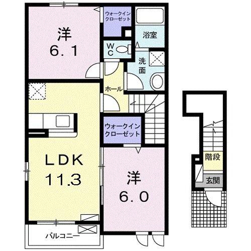 AKハイム(2LDK/2階)の間取り写真