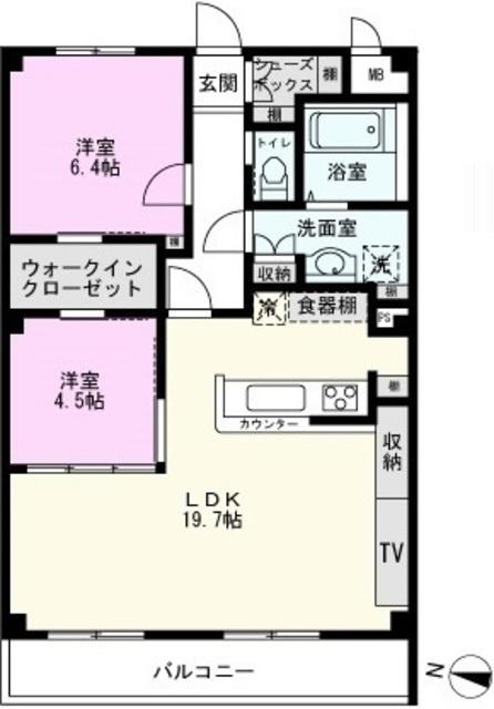 アステール登戸(2LDK/2階)の間取り写真