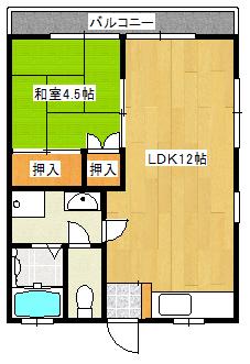 シルクハイツ(1LDK/2階)の間取り写真