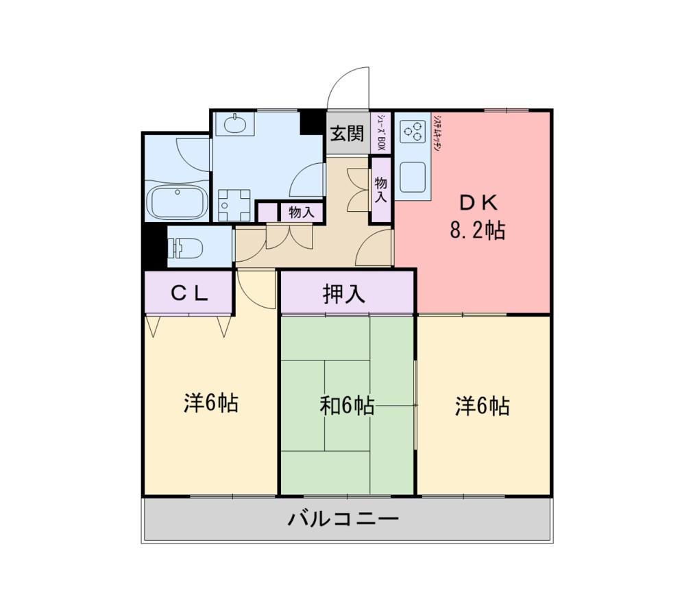 リベア前原(3DK/3階)の間取り写真