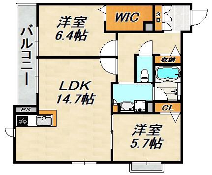 ソフィット宮川(2LDK/4階)の間取り写真