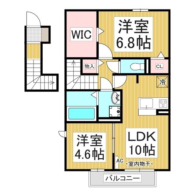グリーンハイツ上原(2LDK/2階)の間取り写真