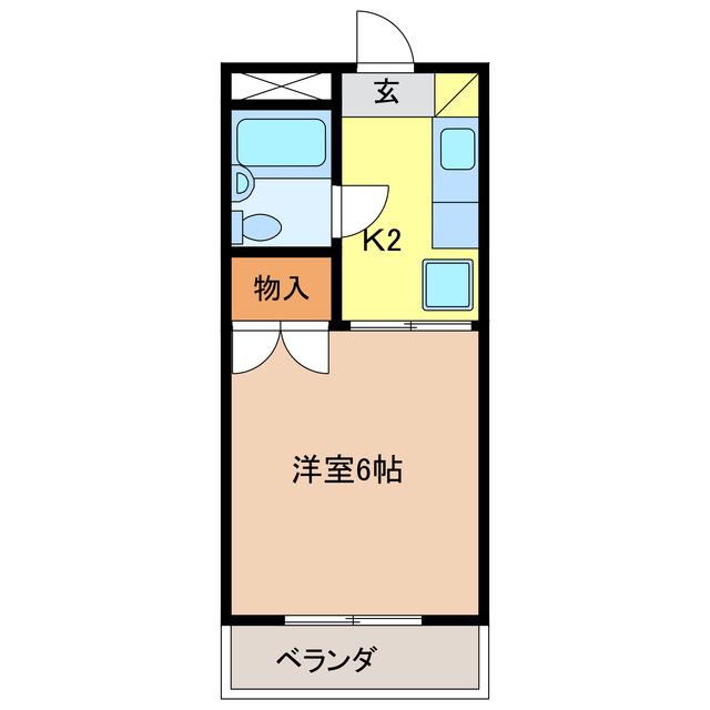 リズ スクエア 北棟(1K/2階)の間取り写真