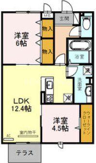 オリーヴ(2LDK/1階)の間取り写真